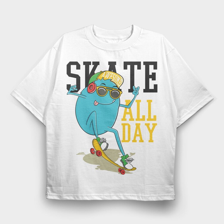 Skate All Day, Tricou Oversize Barbati (Unisex)
