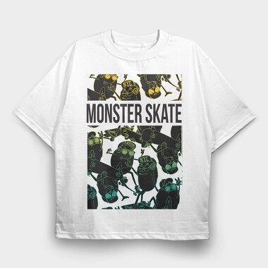 Skate Monster Nyc, Tricou Oversize Barbati (Unisex)