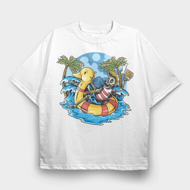 Skeleton Duck Beach, Tricou Oversize Barbati (Unisex)