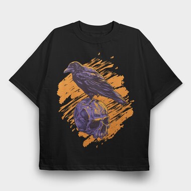 Raven Skull Strike, Tricou Oversize Barbati (Unisex)