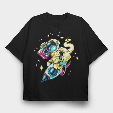 Space Boombox Astronaut, Tricou Oversize Barbati (Unisex)