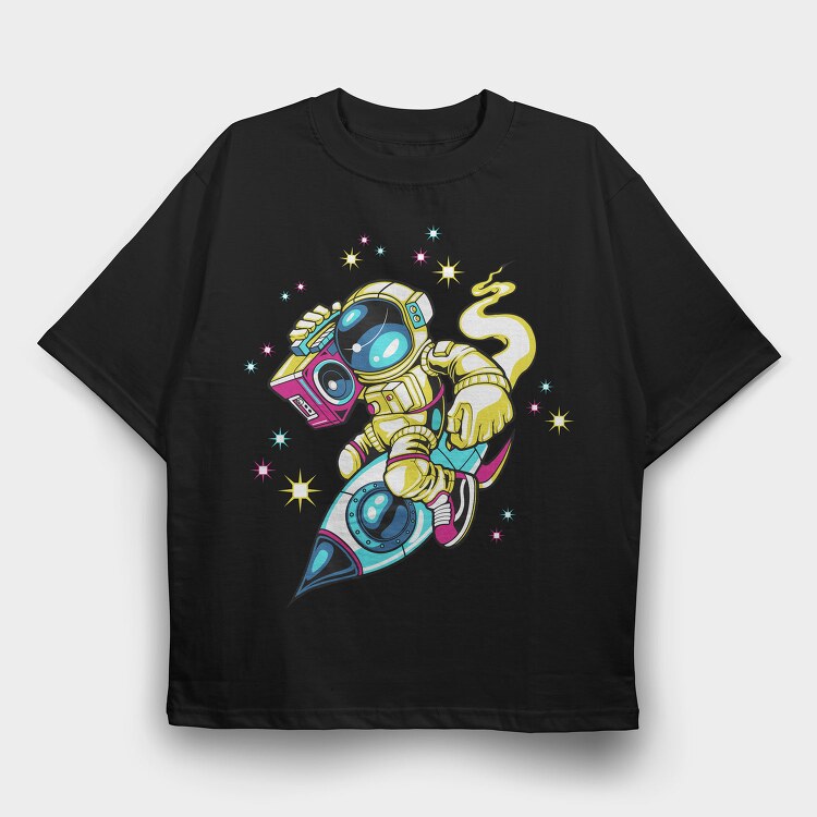 Space Boombox Astronaut, Tricou Oversize Barbati (Unisex)