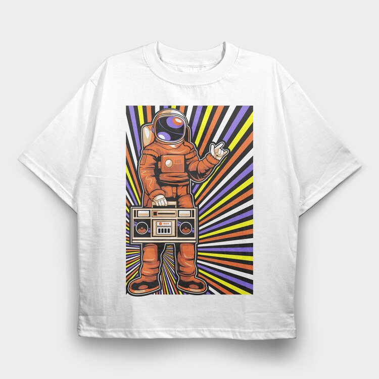 Space Boombox, Tricou Oversize Barbati (Unisex)