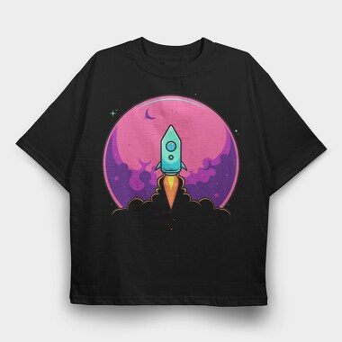 Space Rocket Blast, Tricou Oversize Barbati (Unisex)