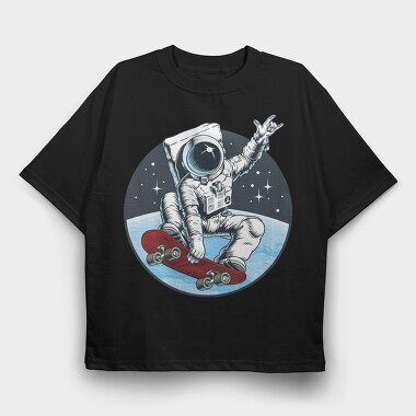 Space Skate Astronaut, Tricou Oversize Barbati (Unisex)