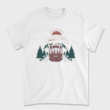 Train Mountain Sunrise, Tricou Barbati (Unisex)