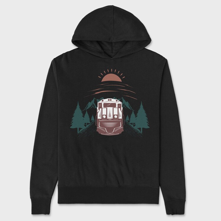 Train Mountain Sunrise, Hanorac Oversize Barbati (Unisex)