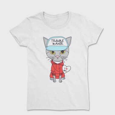 Troublemaker Cat Hoodie, Tricou Femei