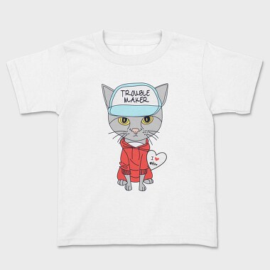 Troublemaker Cat Hoodie, Tricou Copii