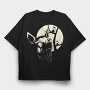Wolf Howl Moon Cat, Tricou Oversize Barbati (Unisex)