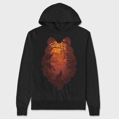 Wolf Howl Sunset, Hanorac Oversize Barbati (Unisex)