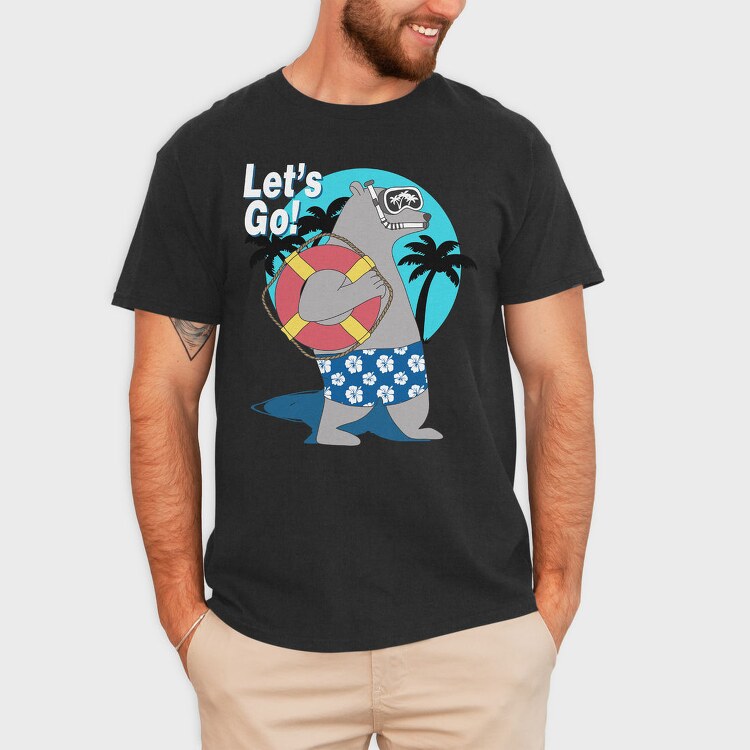 Lets Go Snorkel Bear, Tricou Barbati (Unisex)