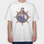 Lighthouse Storm Ship Wheel, Tricou Oversize Barbati (Unisex)