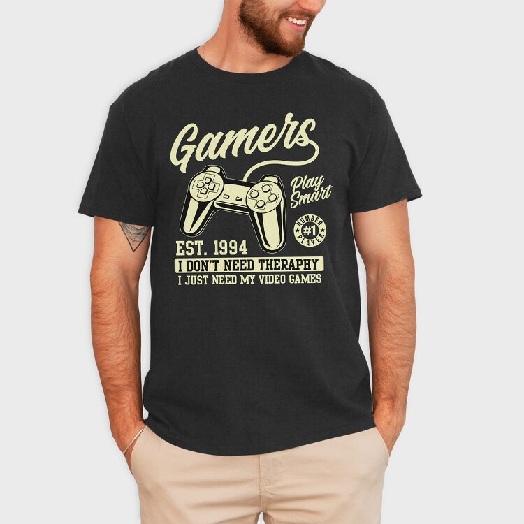 Gamers Smart Therapy, Tricou Barbati (Unisex)