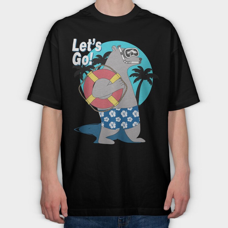 Lets Go Snorkel Bear, Tricou Oversize Barbati (Unisex)