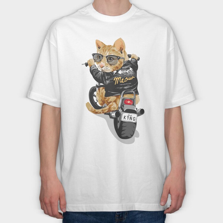 Cat King Meow, Tricou Oversize Barbati (Unisex)