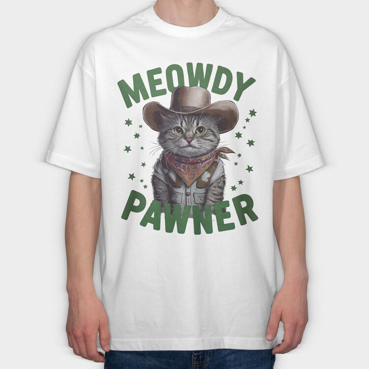 Cowboy Cat Pawner, Tricou Oversize Barbati (Unisex)