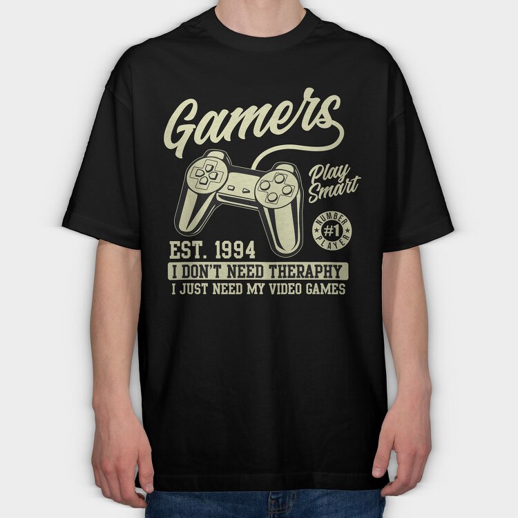 Gamers Smart Therapy, Tricou Oversize Barbati (Unisex)