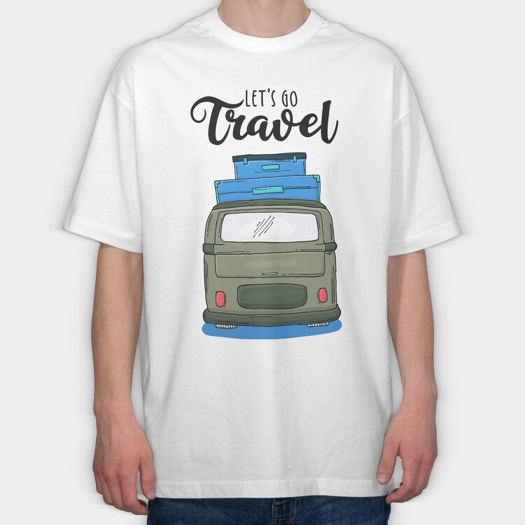 Lets Go Travel Bus, Tricou Oversize Barbati (Unisex)