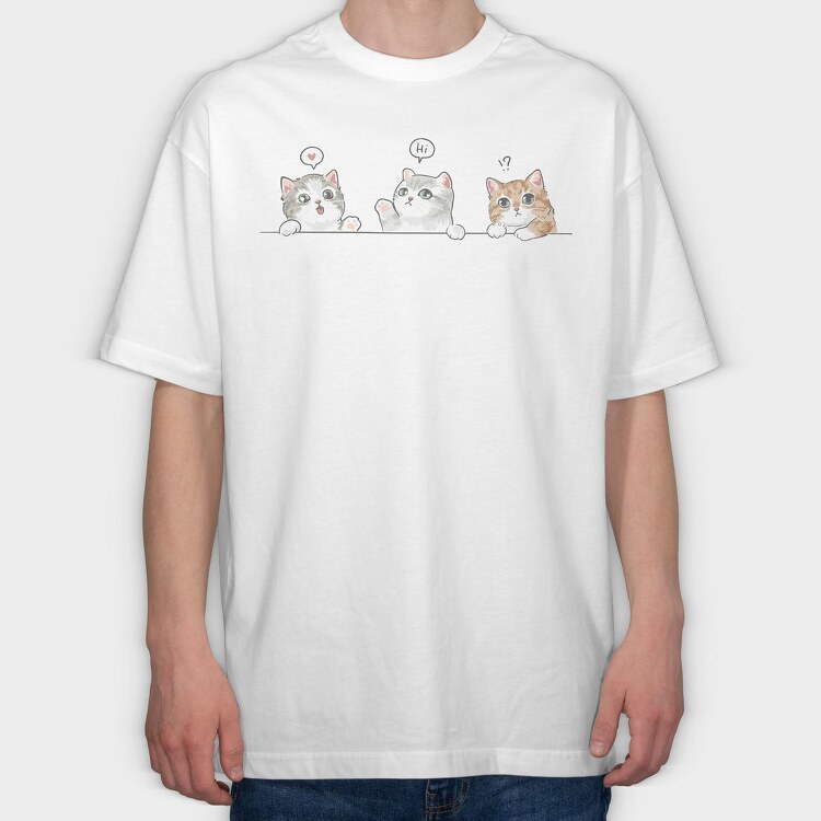 Cat Talk Chat, Tricou Oversize Barbati (Unisex)