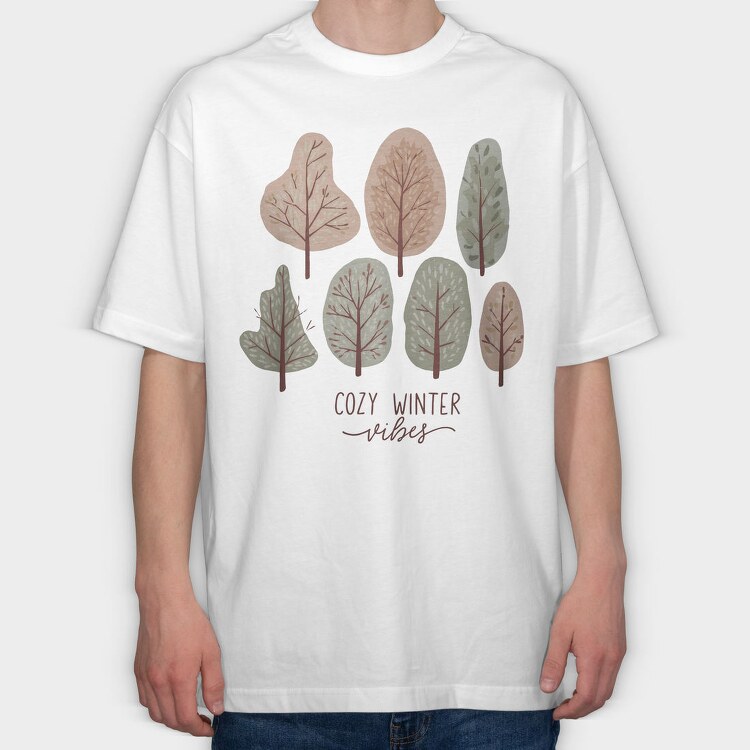 Cozy Christmas Trees, Tricou Oversize Barbati (Unisex)