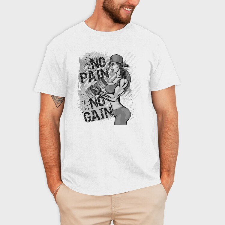 No Pain No Gain Gym Girl, Tricou Barbati (Unisex)