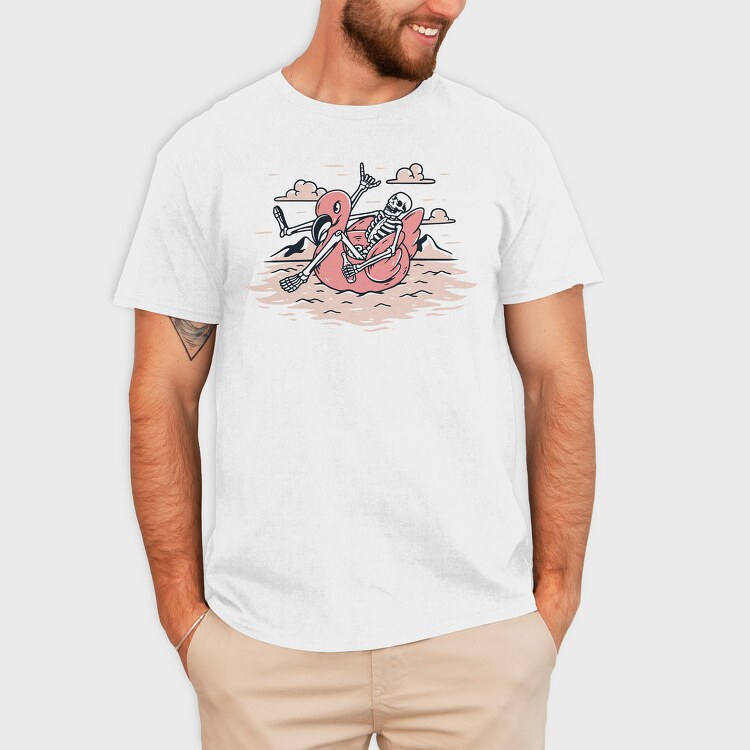 Skeleton Flamingo Floatie, Tricou Barbati (Unisex)