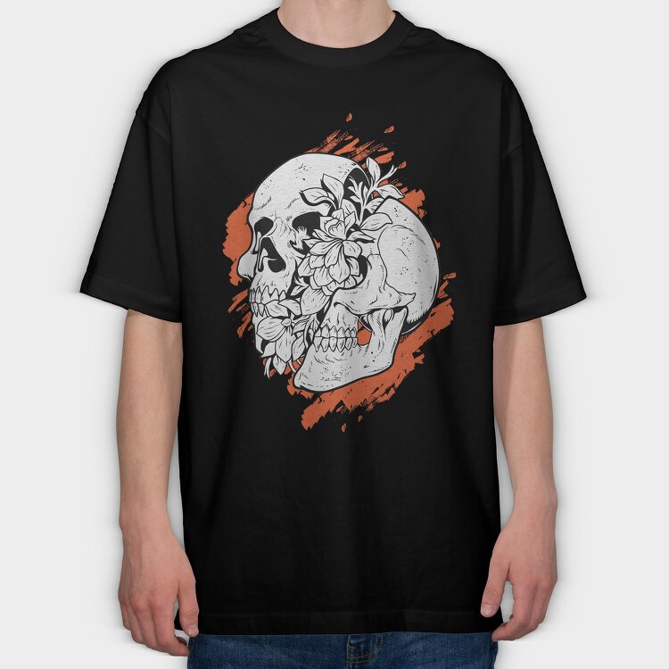 Skull Bloom, Tricou Oversize Barbati (Unisex)