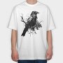 Crow Silhouette Branches, Tricou Oversize Barbati (Unisex)