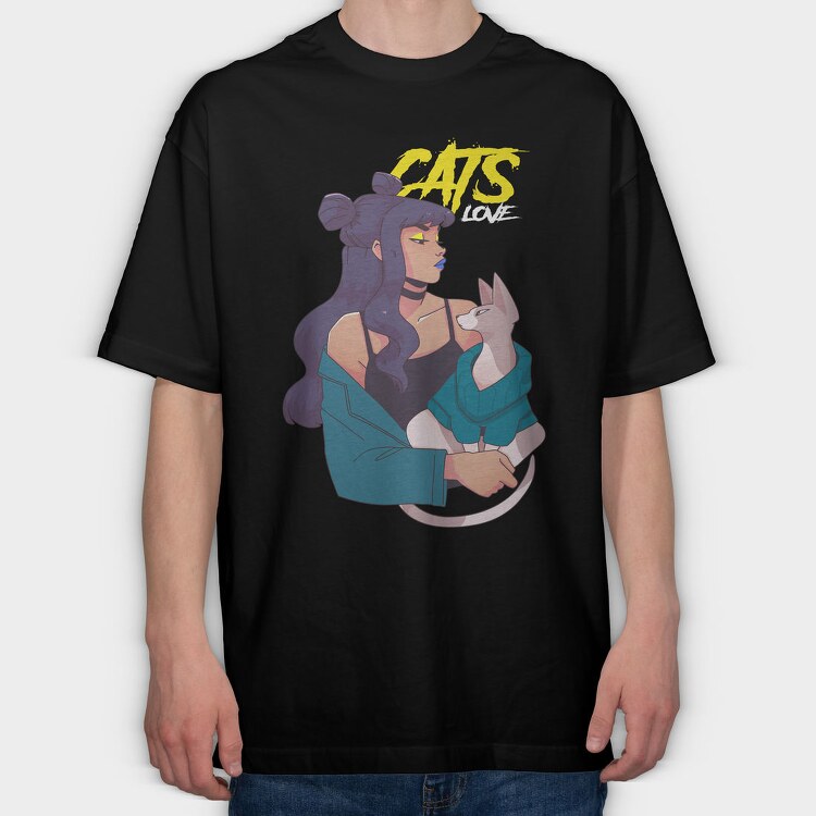 Cats Meow 1, Tricou Oversize Barbati (Unisex)