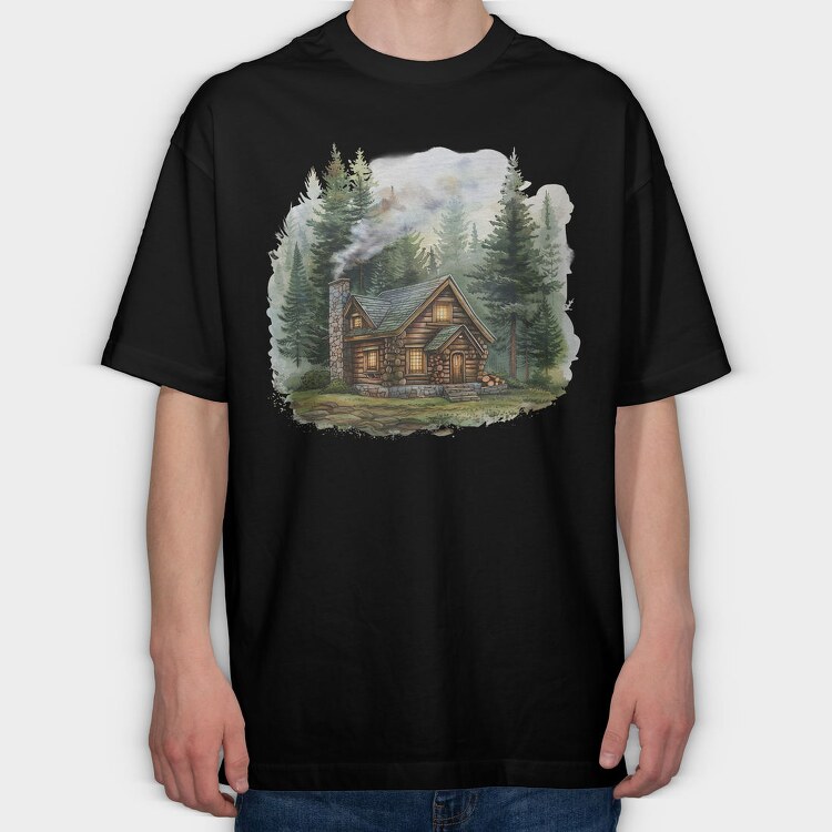 Cozy Forest Mist Home, Tricou Oversize Barbati (Unisex)