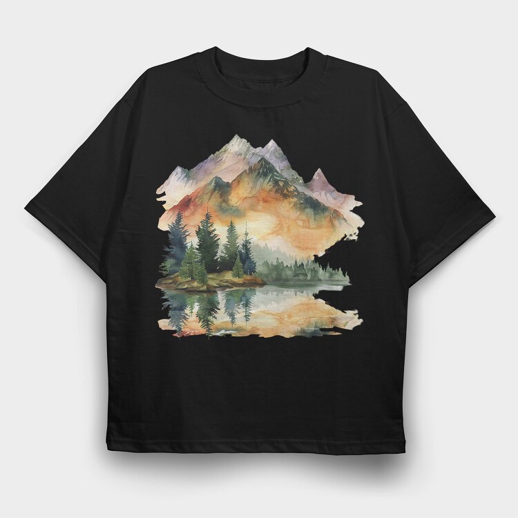 Dawn Mountain Symphony, Tricou Oversize Barbati (Unisex)
