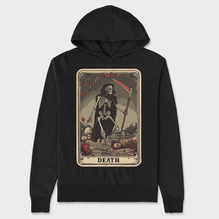 Death Skeleton Card, Hanorac Oversize Barbati (Unisex)