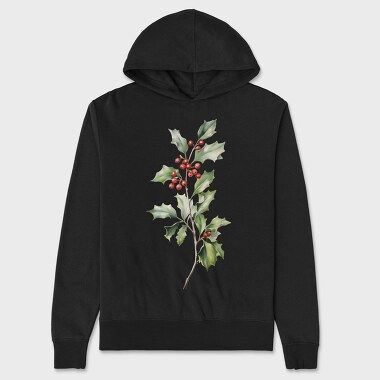 December Holly Branches, Hanorac Oversize Barbati (Unisex)