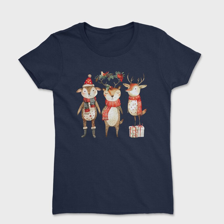 Deer Christmas Scarf, Tricou Femei