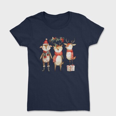 Deer Christmas Scarves, Tricou Femei