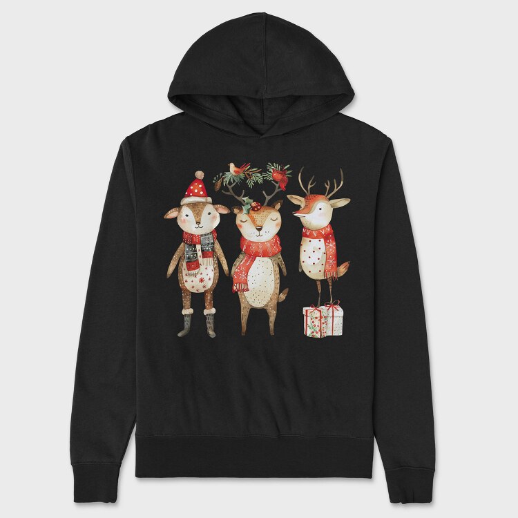Deer Christmas Scarves, Hanorac Oversize Barbati (Unisex)