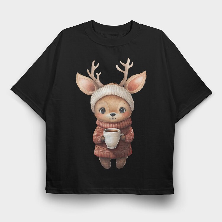 Deer Cup Sweater, Tricou Oversize Barbati (Unisex)