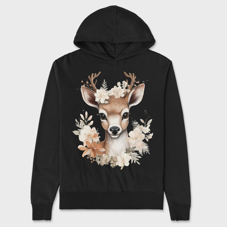 Deer Floral Crown, Hanorac Oversize Barbati (Unisex)