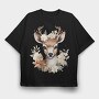 Deer Floral Crown, Tricou Oversize Barbati (Unisex)