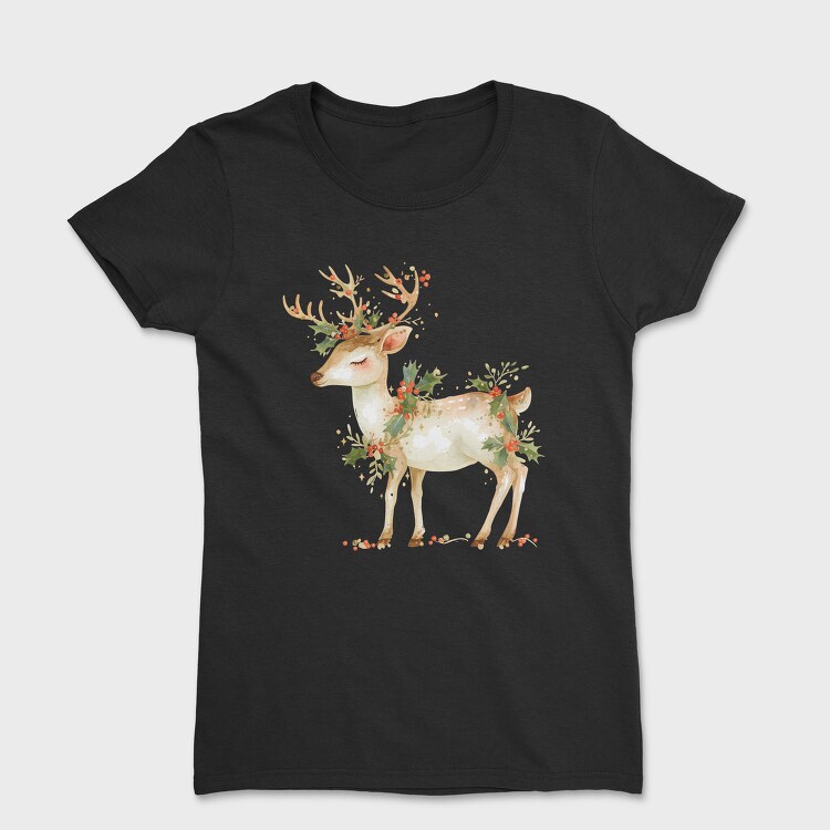 Deer Holly Garland, Tricou Femei