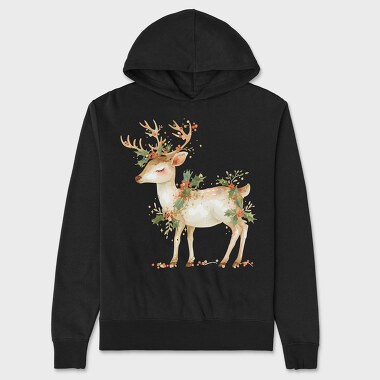 Deer Holly Garland, Hanorac Oversize Barbati (Unisex)