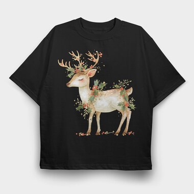 Deer Holly Garland, Tricou Oversize Barbati (Unisex)
