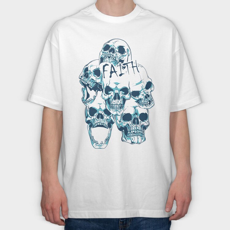 Skull Faith, Tricou Oversize Barbati (Unisex)