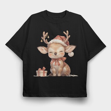 Deer Santa Hat Gift, Tricou Oversize Barbati (Unisex)