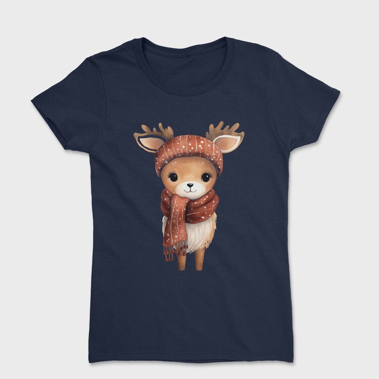 Deer Scarf Ear Flaps, Tricou Femei