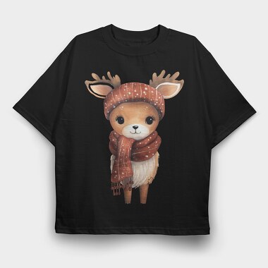 Deer Scarf Ear Flaps, Tricou Oversize Barbati (Unisex)