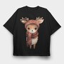 Deer Scarf Ear Flaps, Tricou Oversize Barbati (Unisex)
