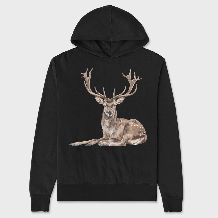 Deer Sitting Calm, Hanorac Oversize Barbati (Unisex)