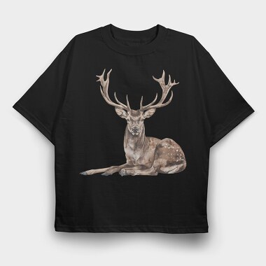 Deer Sitting Calm, Tricou Oversize Barbati (Unisex)